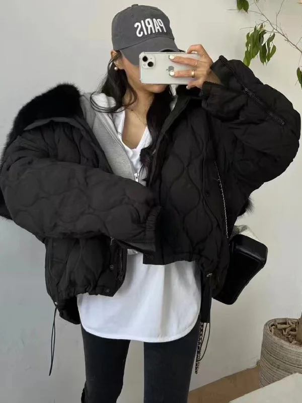 Minimalist Roomy Split-Joint Quilted Padded Coat