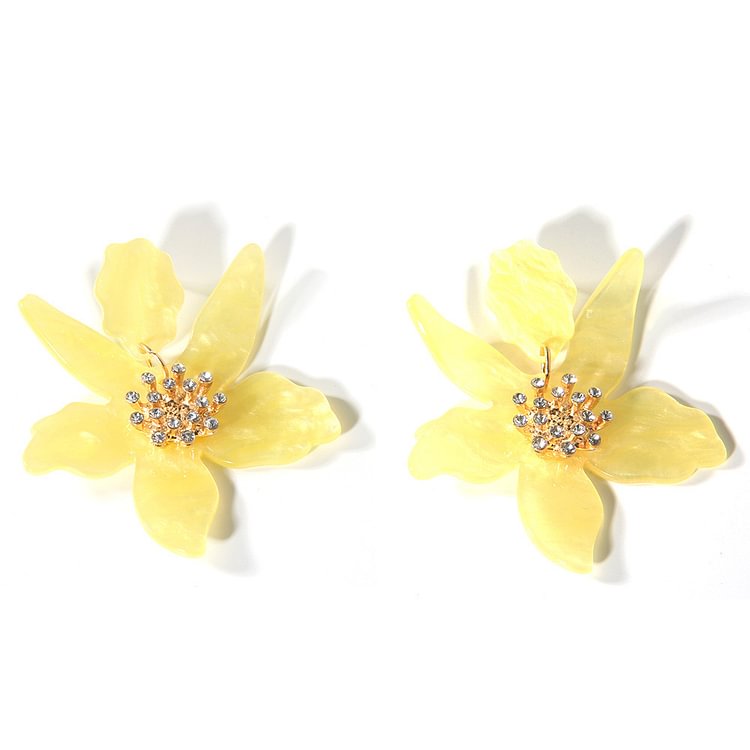 Acrylic Water Pattern Petal Exaggerated Fashion Earrings