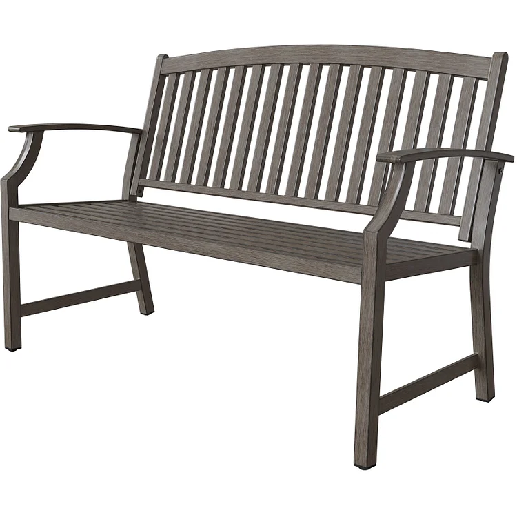 GRAND PATIO Outdoor Benches - Anti-Rust Aluminum and Steel Garden Bench with Faux Wood Finish for Patio and Park Furniture