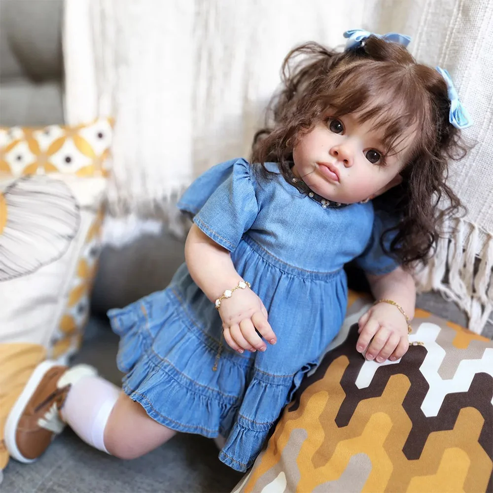 [Special Offer] 20 Inches Roxanne Realistic Reborn Baby Toddler Doll Girl with Brown Hair Best Gift Ideas