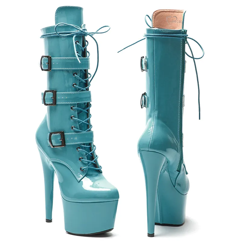 VCshoes 17CM/7inches Patent Leather New Style Boots Nightclub Stage High Heel Bottom Boots Ankle Boots Fetish Stripper Shoes 4B