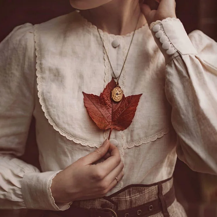 Vintage Button Lace Pleat Comfy Long Sleeve Shirt