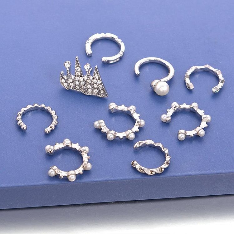 Bohemian Ear Clip 9-piece Personalized Hoop Crown Earrings Combination Earrings