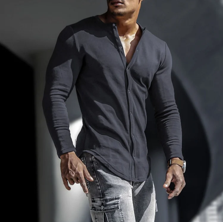 Men's Basic Long Sleeve Top Cardigan