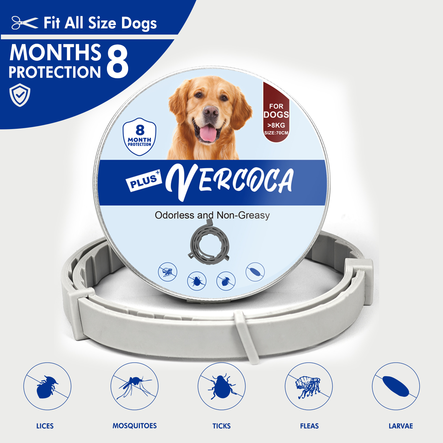 Flea & Tick Prevention Collars for Dogs above 8KG