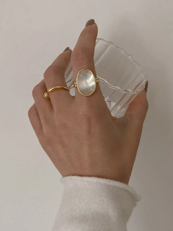 Adjustable Mother-Of-Pearl Geometric Rings Accessories