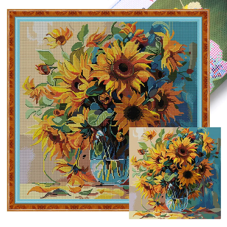 Joy Sunday-Sunflower Four (47*47cm) 14CT Stamped Cross Stitch gbfke