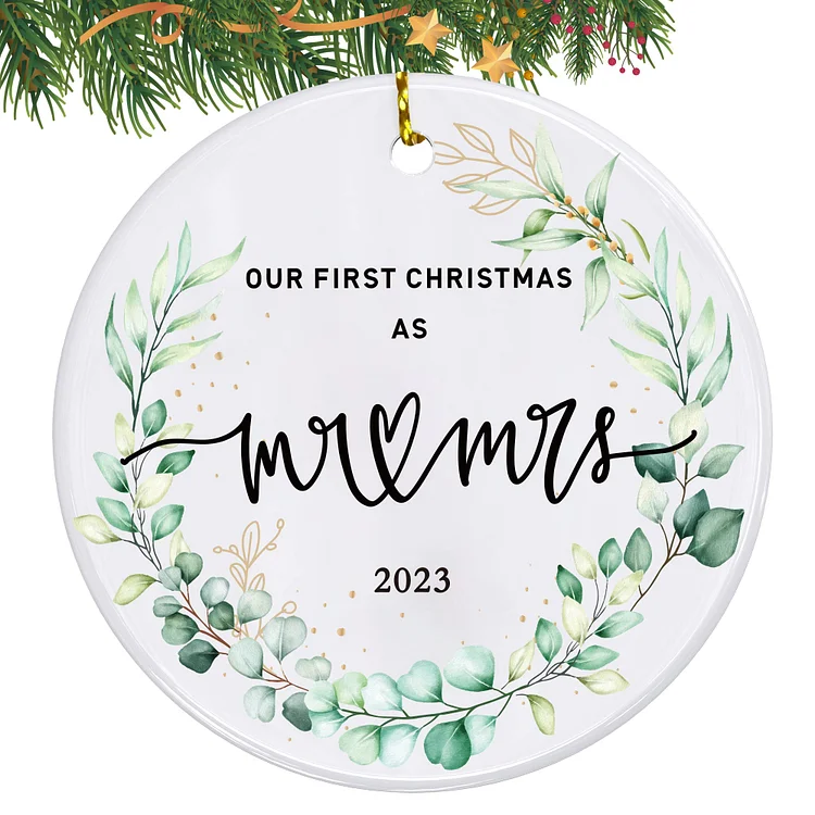 2023 Engaged Christmas White Ornament for Couples