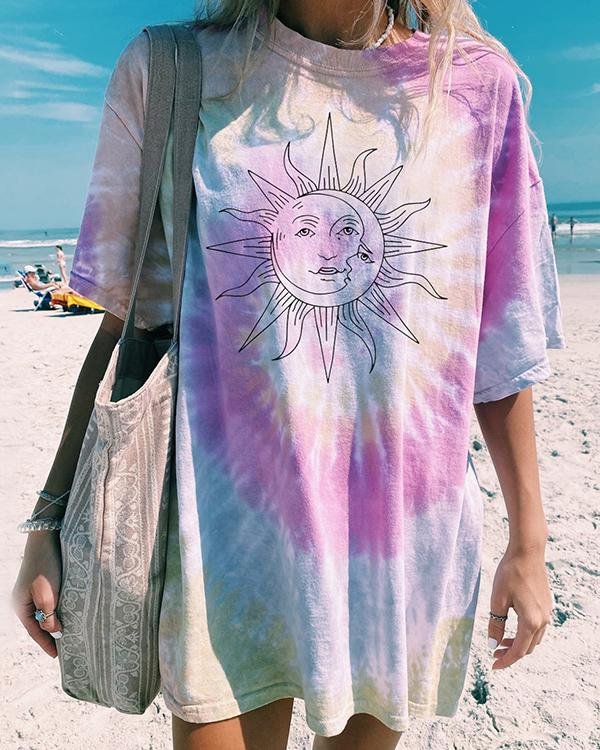 Casual daily tie-dye printed short-sleeved T-shirt