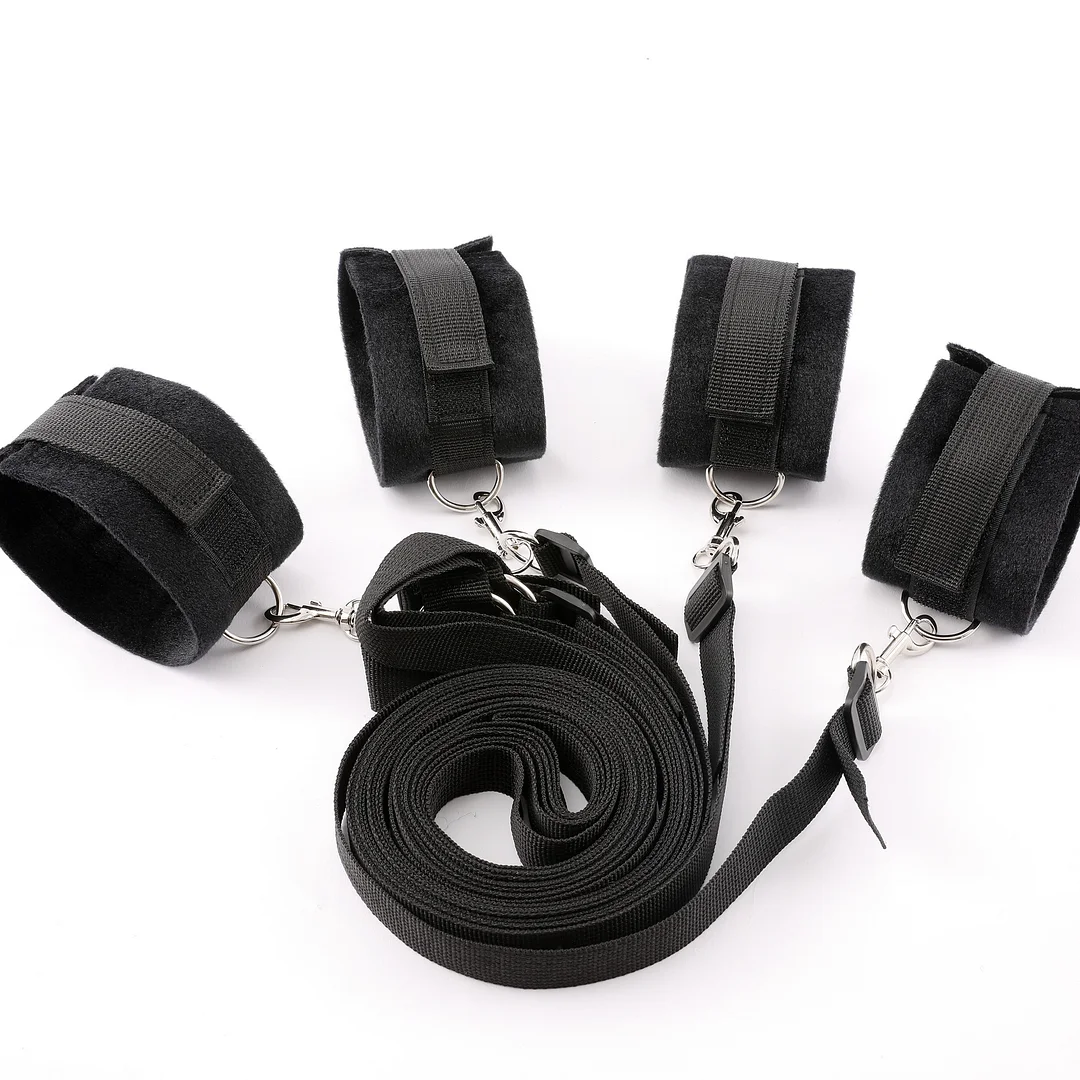 Bed Spreader Restraint System, Passion Bondage Kit,  Includes Wrist Cuffs and Ankle Cuffs - Rose Toy