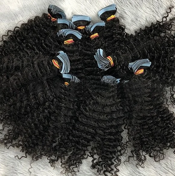 Kinky Curly Seamless Tape In Extension 12A+Virgin Human Hair