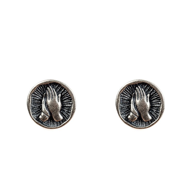 Praying Devout Hands Blessing Sterling Silver Stud Earrings