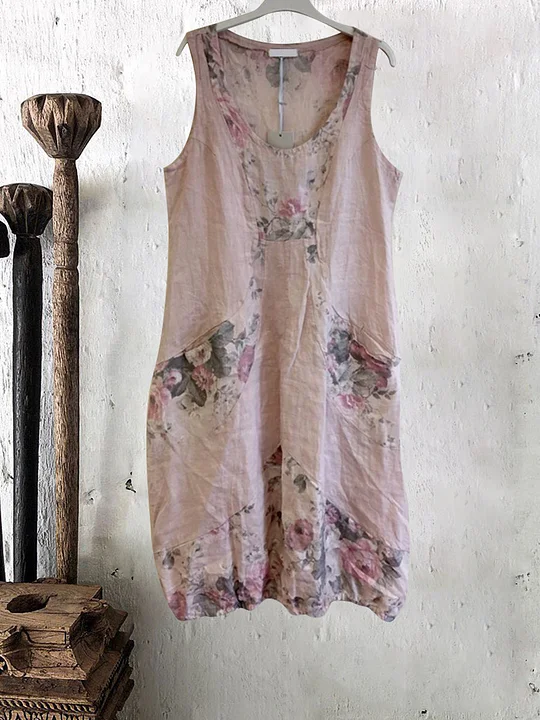 Fashion Floral Print Sleeveless Dress