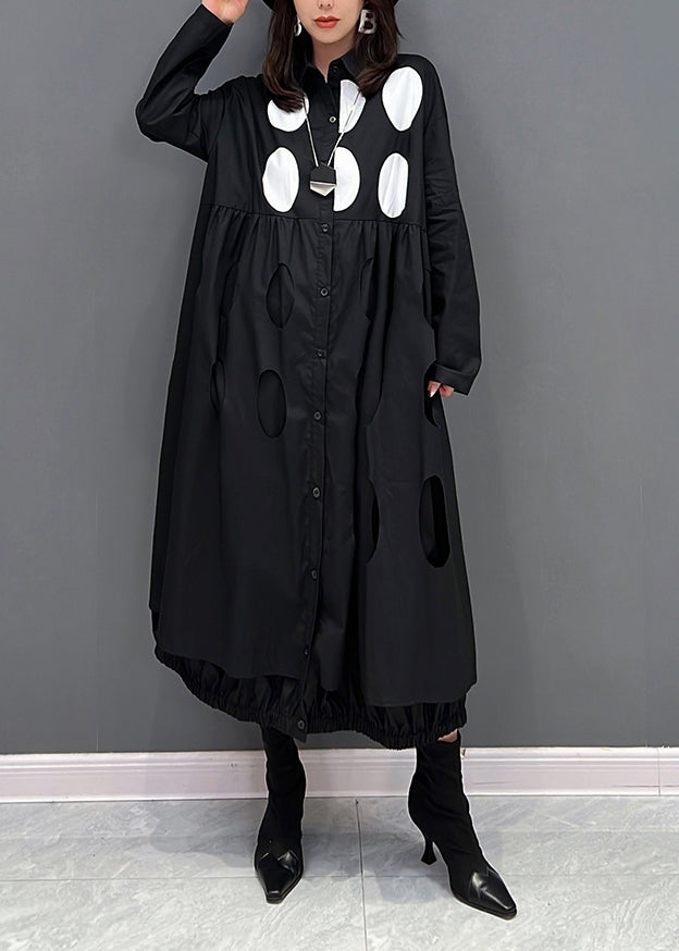 Bohemian Black Dot Peter Pan Collar Print shirts Dresses Spring main image 0