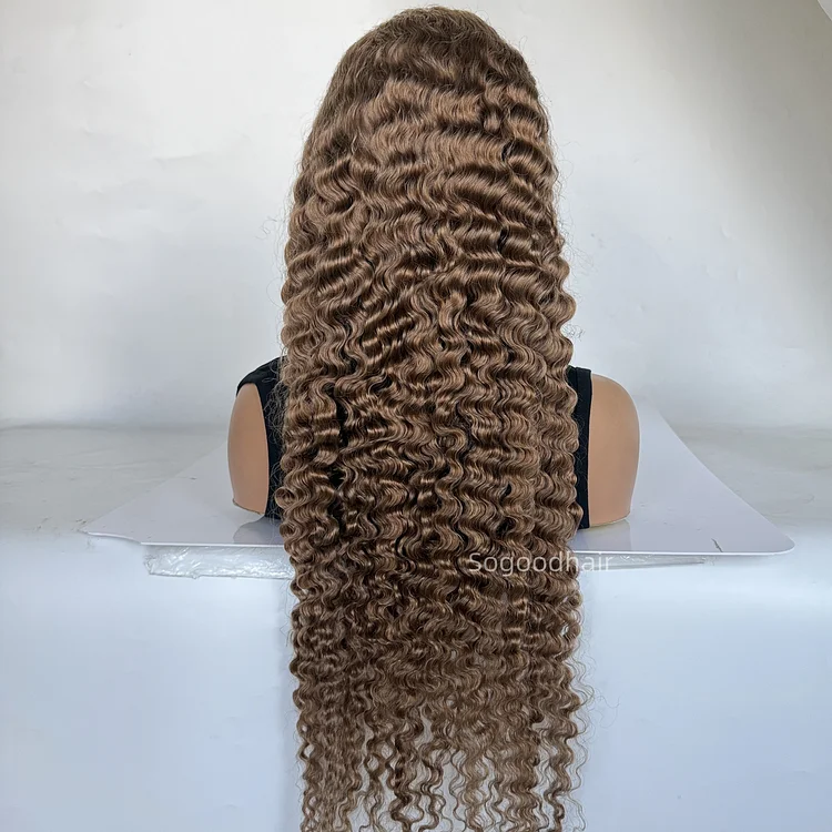 Color #12 Burmese Curly 13x4 Transparent Lace Front Wig