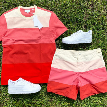 Casual color matching short-sleeved shorts suit
