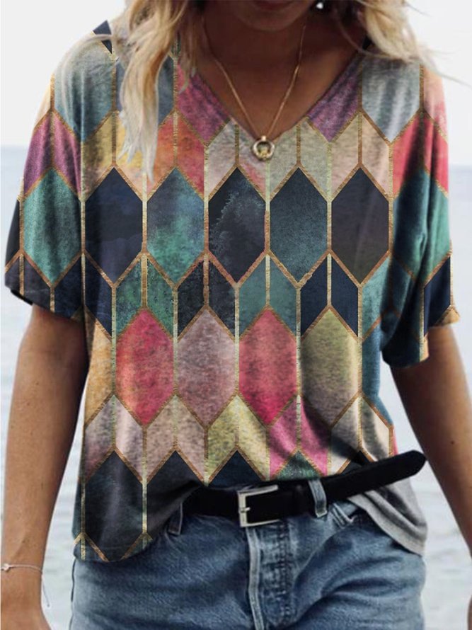 Bestdealfriday Stained Glass Cotton Blend Women Tee