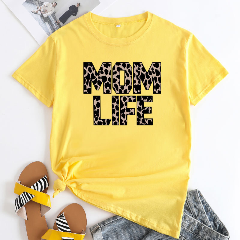 Mom Life Leopard Print Women's Cotton T-Shirt | ARKGET