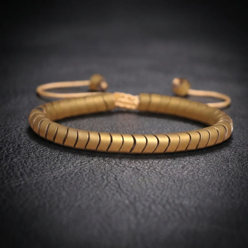 JiStones Midnight Geometric - Premium Hand-Woven Hematite Bracelet Gilded Gold