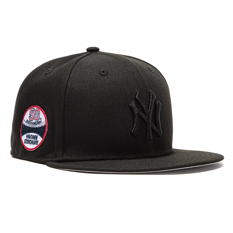Exclusive New Era 59Fifty New York Yankees 50th Anniversary Patch Hat - Black, Black QueenFunky