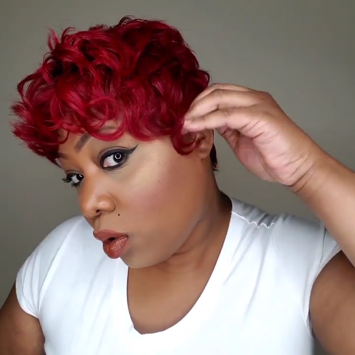 Zaesvini Hair®| Hot Sale🔥Red Wine Short Wave Bob Pixie Cut Wig Zaesvini