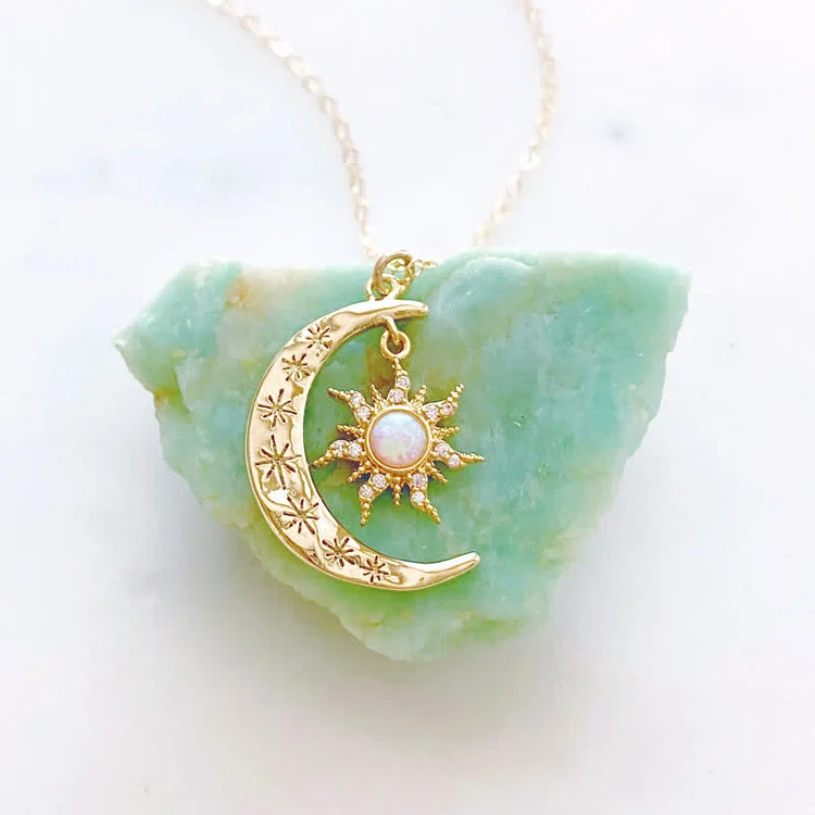 Opal Sun and Moon Necklace
