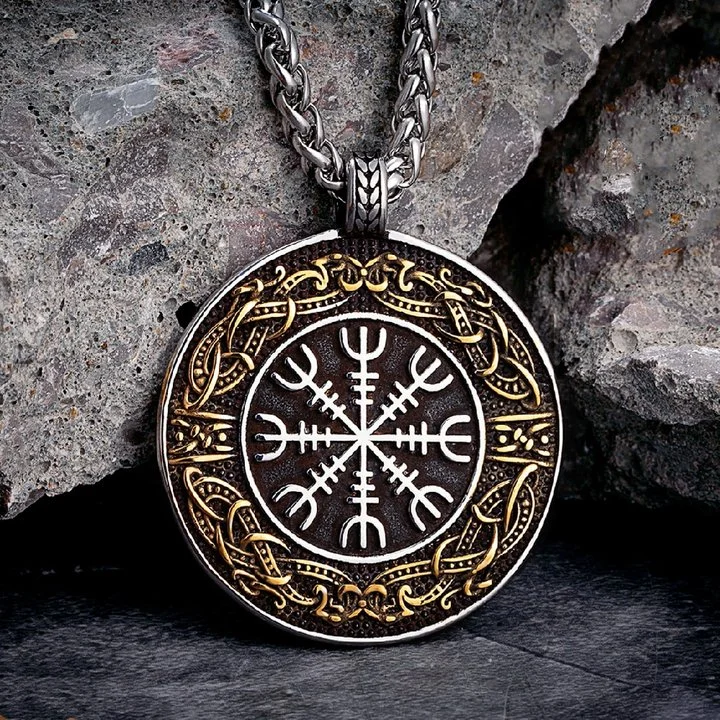 Viking 'Aegishjalmur' Compass Amulet Necklace