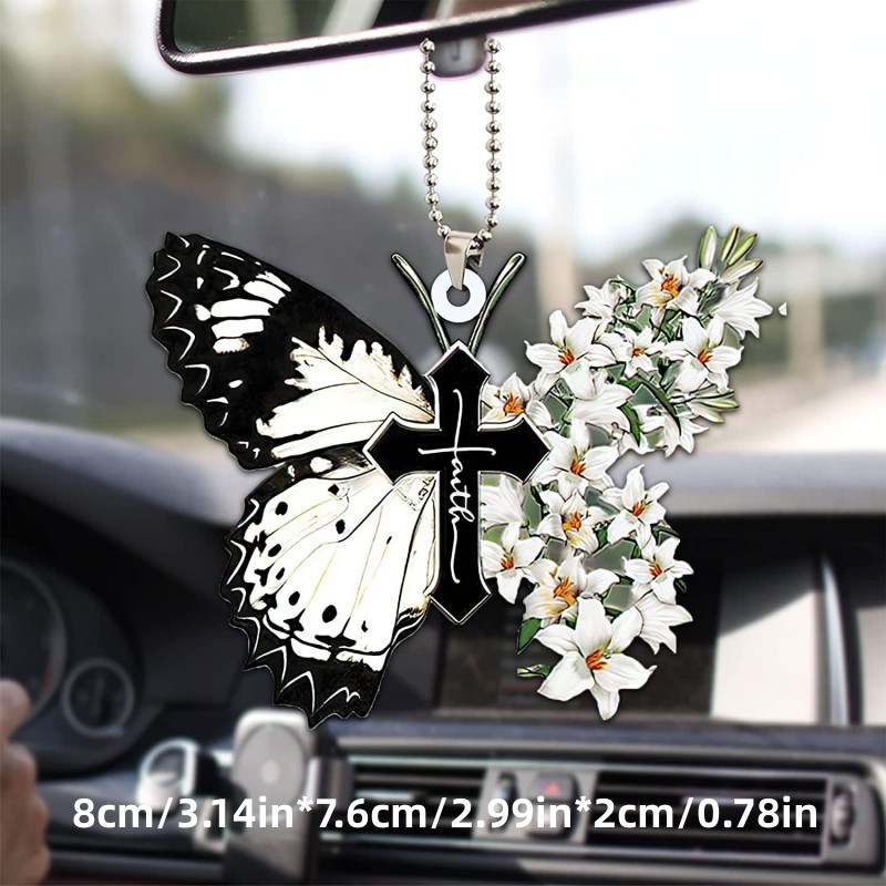 Butterfly Jesus Cross Car Pendant-BSTC1054-Guru-buzz