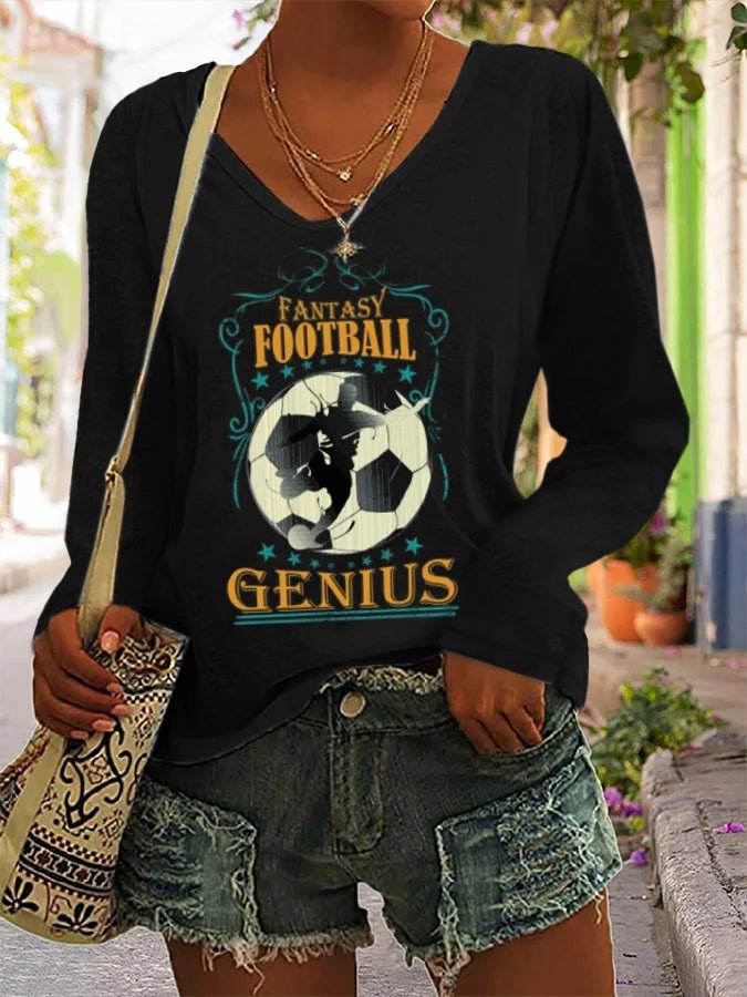 Women's Sporty Fantasy Football Printed Casual T-Shirt socialshop