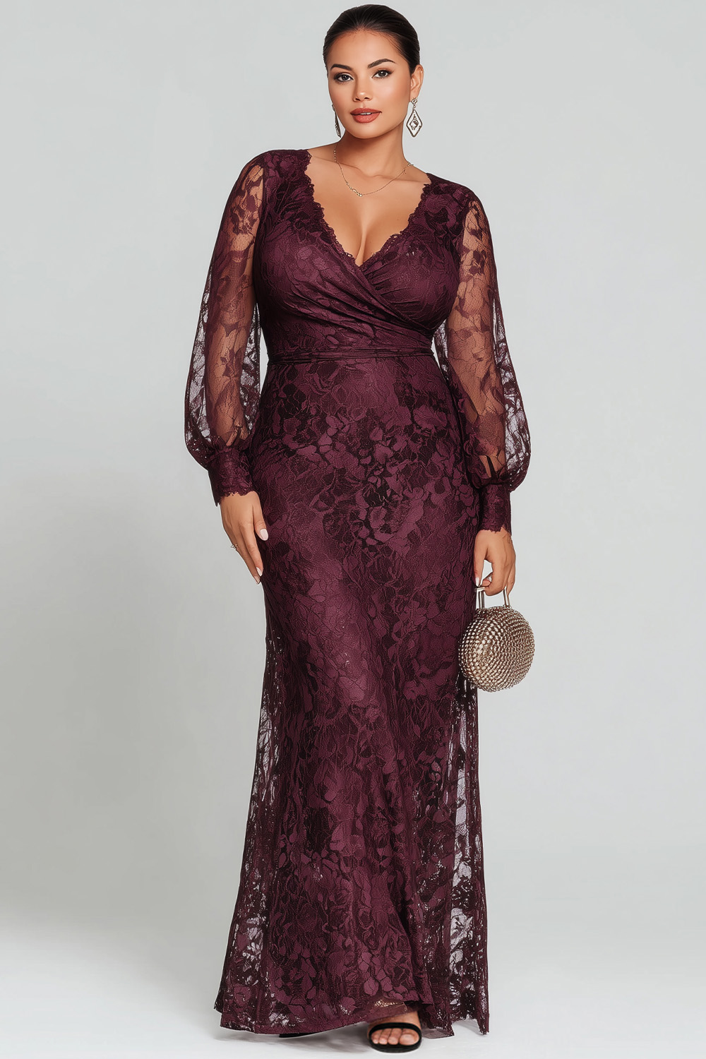 petite burgundy mother of the bride dress Short Sleeve Formal Mother of the Bride Dress – The Dress Outlet main image 1