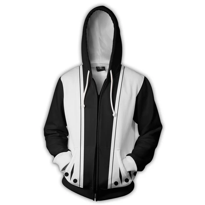 11th Division Zaraki Kenpachi Black White Hoodie Sweatshirt Pullover Outfits Cosplay Costume