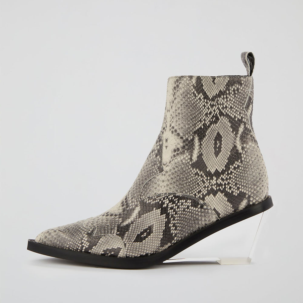 Gray snakeskin booties best sale