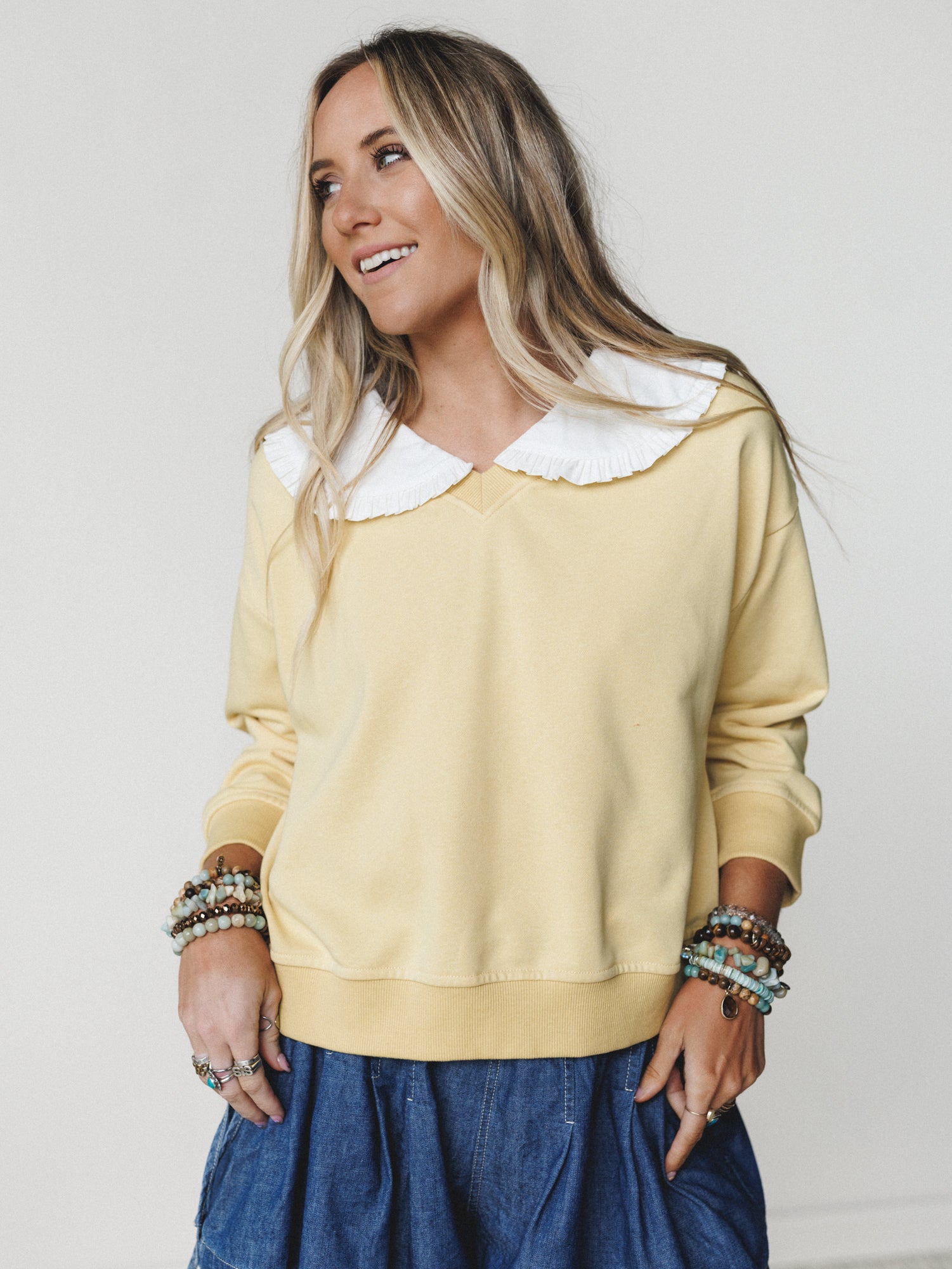 Wendy Removeable Collar Top - Yellow