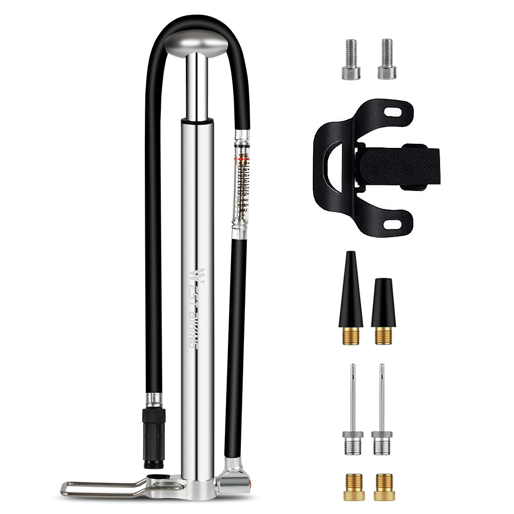 WEST BIKING 160psi Bike Inflatable Air Pump with Barometer Kit (Silver, 501 Original
WEST BIKING 160psi Bike Inflatable Air Pump with Barometer Kit (Silver, 501 Original