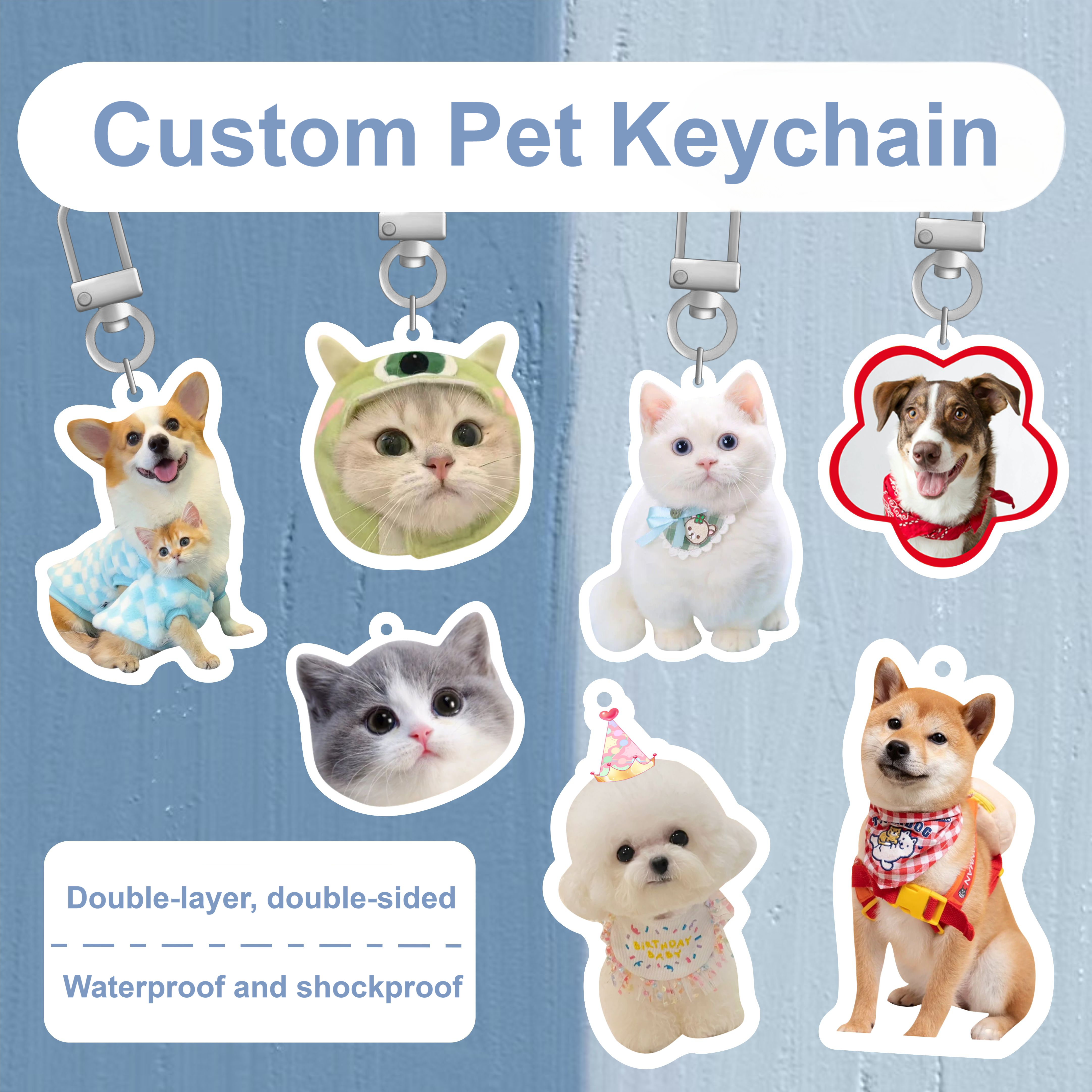 Personalized Acrylic Pet Photo Keychain Create Your Own Custom Pet Keychain Pendant
