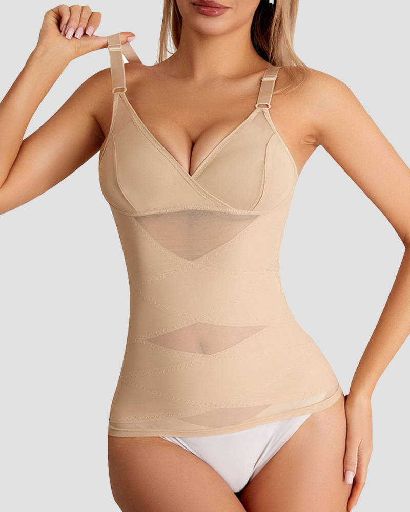 Women Tummy Control Shapewear Compression Tanks Cami Tops V-Neck Camisoles with Built in Bra