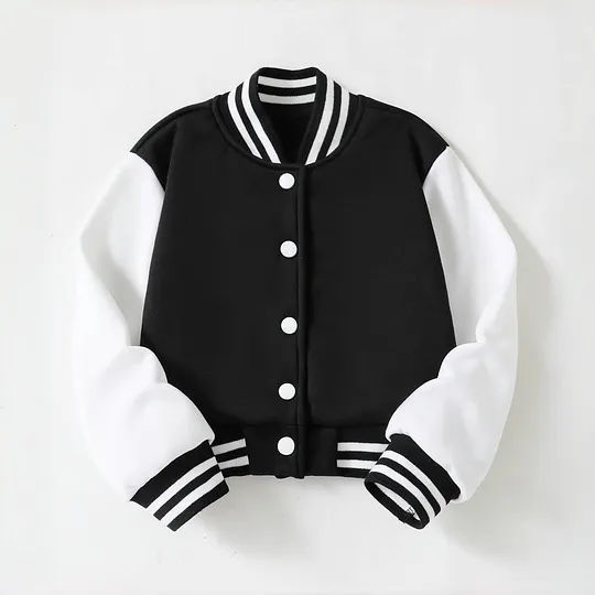 【4Y-10Y】Unisex Collegiate Colorblock Casual Varsity Jacket
