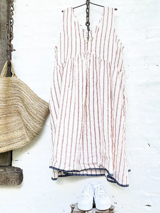 V Neck Sleeveless Stripe Stitching Dress