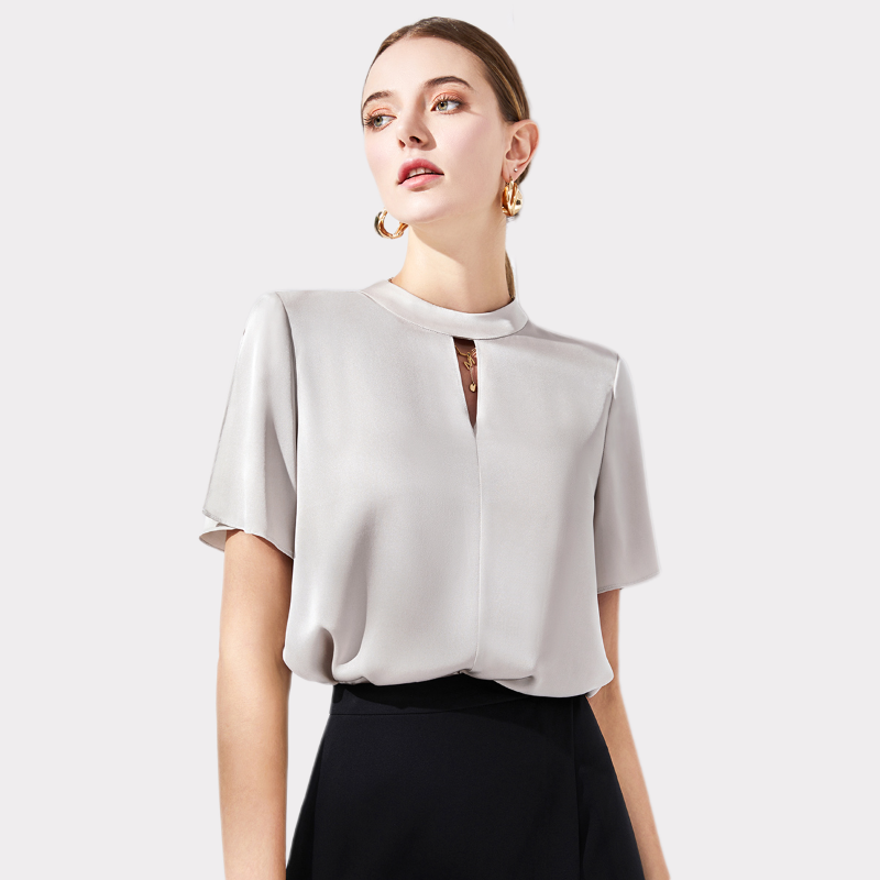 Cut-out Style Silk Blouse REAL SILK LIFE