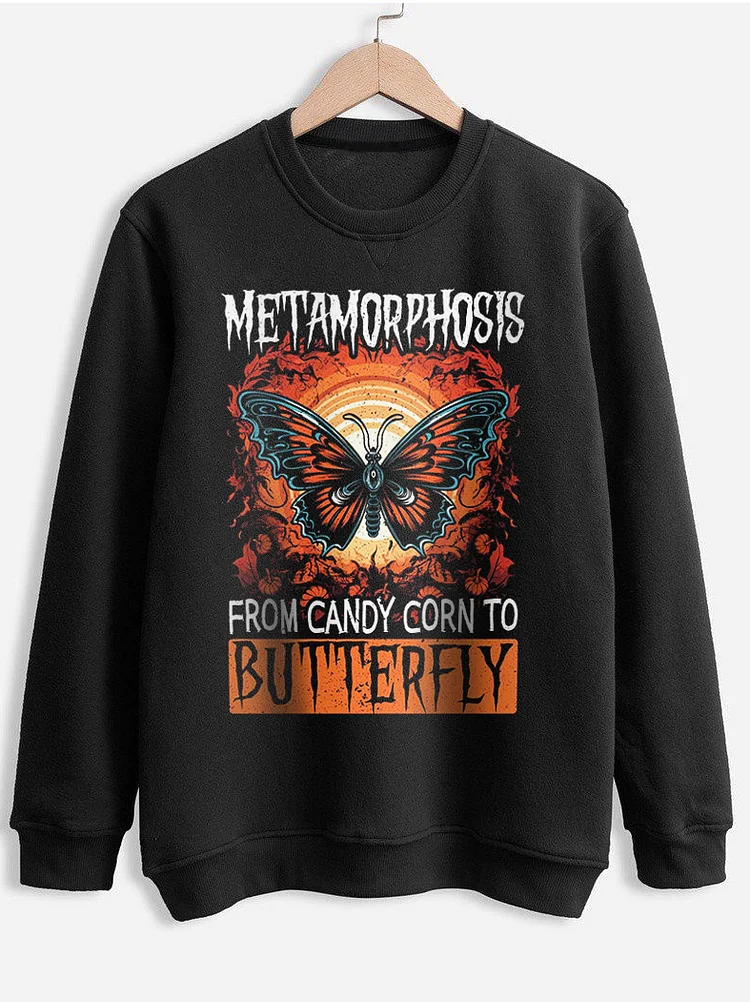 Men's Metamorphosis From Candy Corn To Butterfly Halloween Sweatshirt