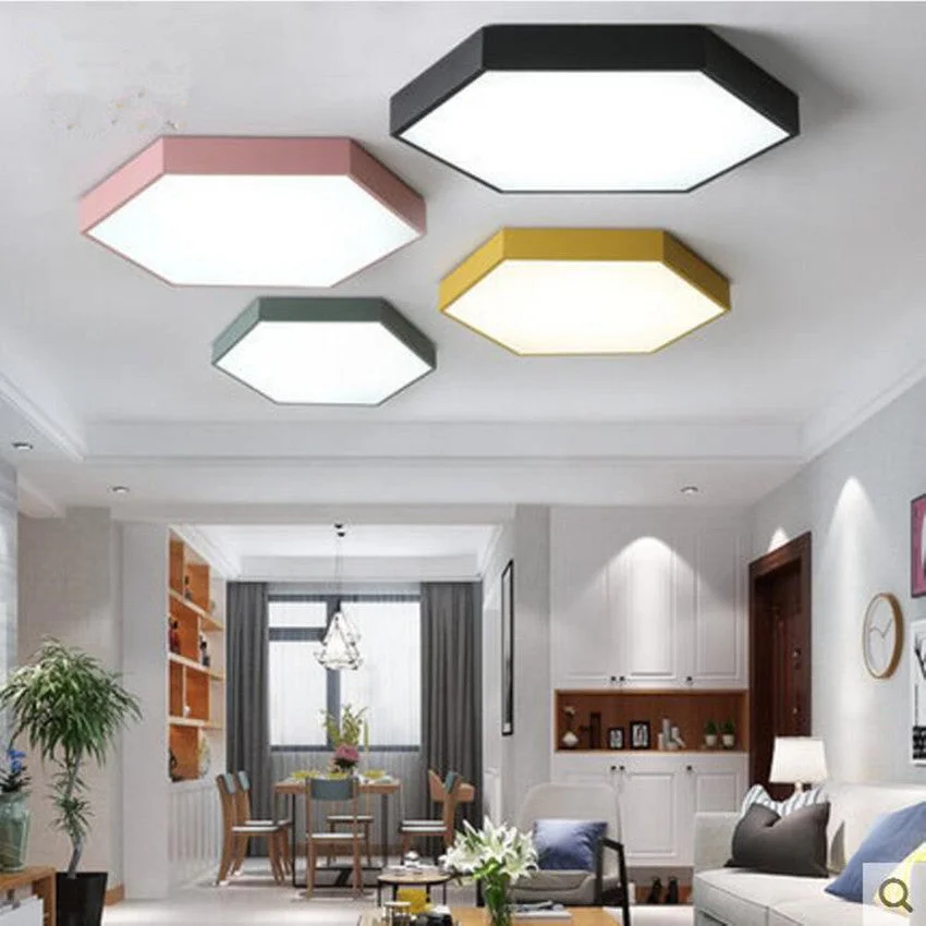 Ultrathin LED modern ceiling light hexagon Iron Acrylic indoor lamp kitchen bed room porch decoration light fixture