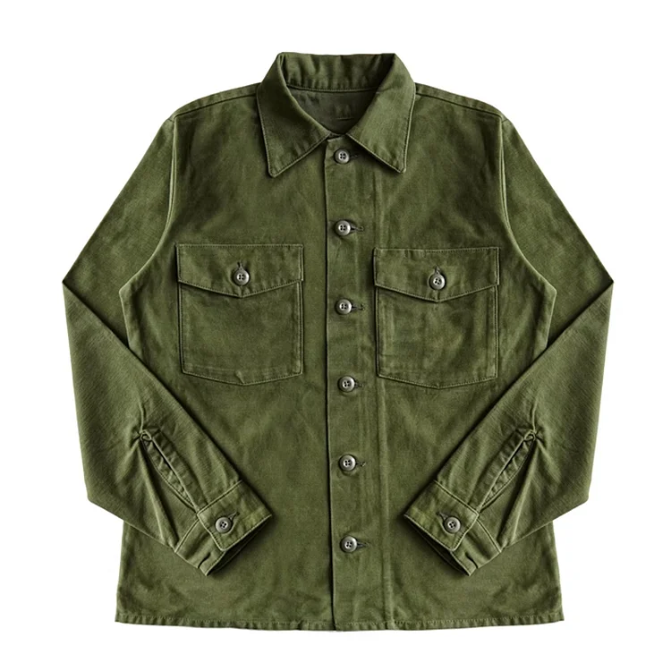 TIMSMEN Vintage Military Cotton Long Sleeve Shirt