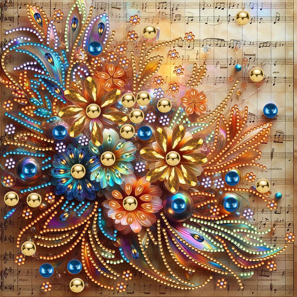 Partial Special-shaped Crystal Rhinestone Diamond Painting - Flower(Canvas|30*30cm)