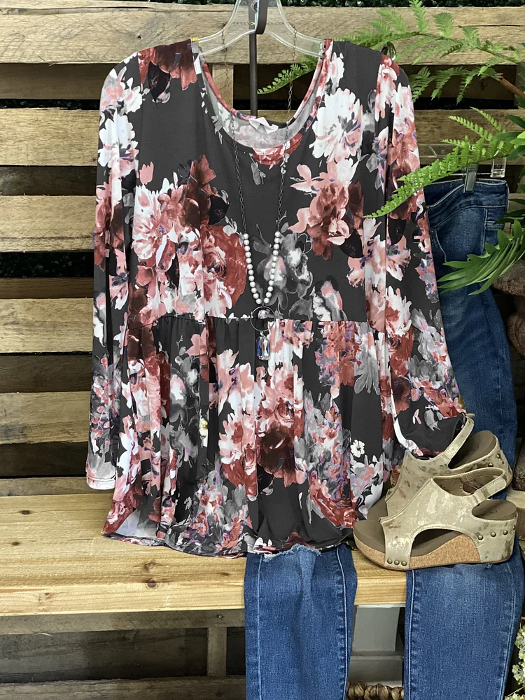 Ladies casual printed early autumn comfortable top-Mayoulove