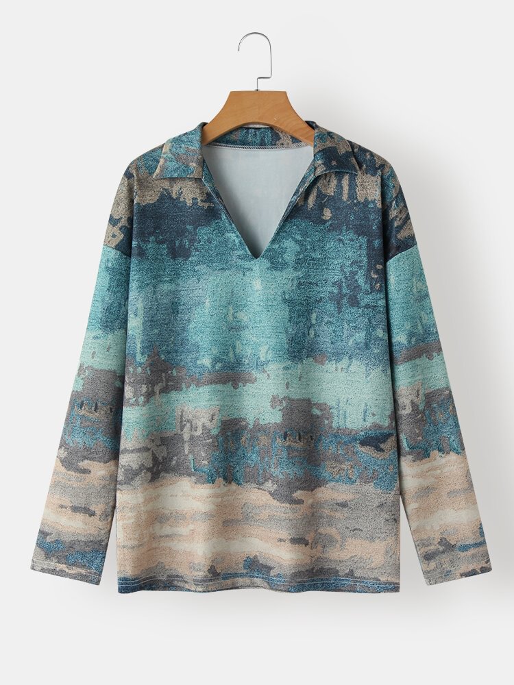 Vintage Print Long Sleeve Casual Blouse For Women P1788465