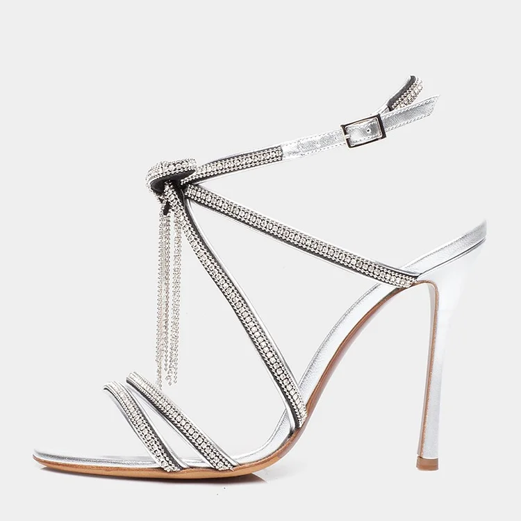Silver Rhinestone Slingback Heels Vdcoo