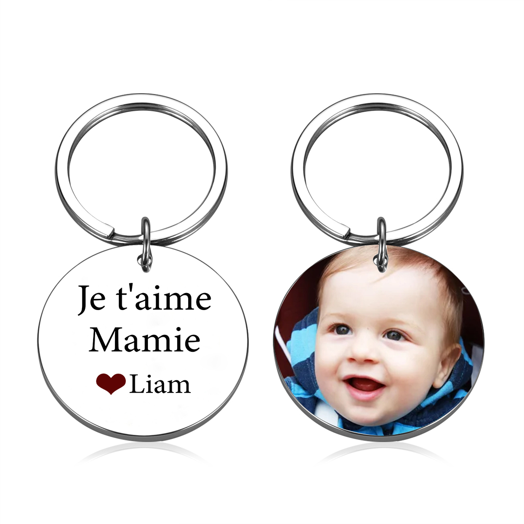 PorteClés 1 Prénom et Photo Personnalisés pour Mamie