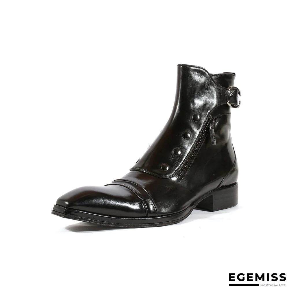 Men's Retro Snake Pattern Button Ankle Boots | EGEMISS