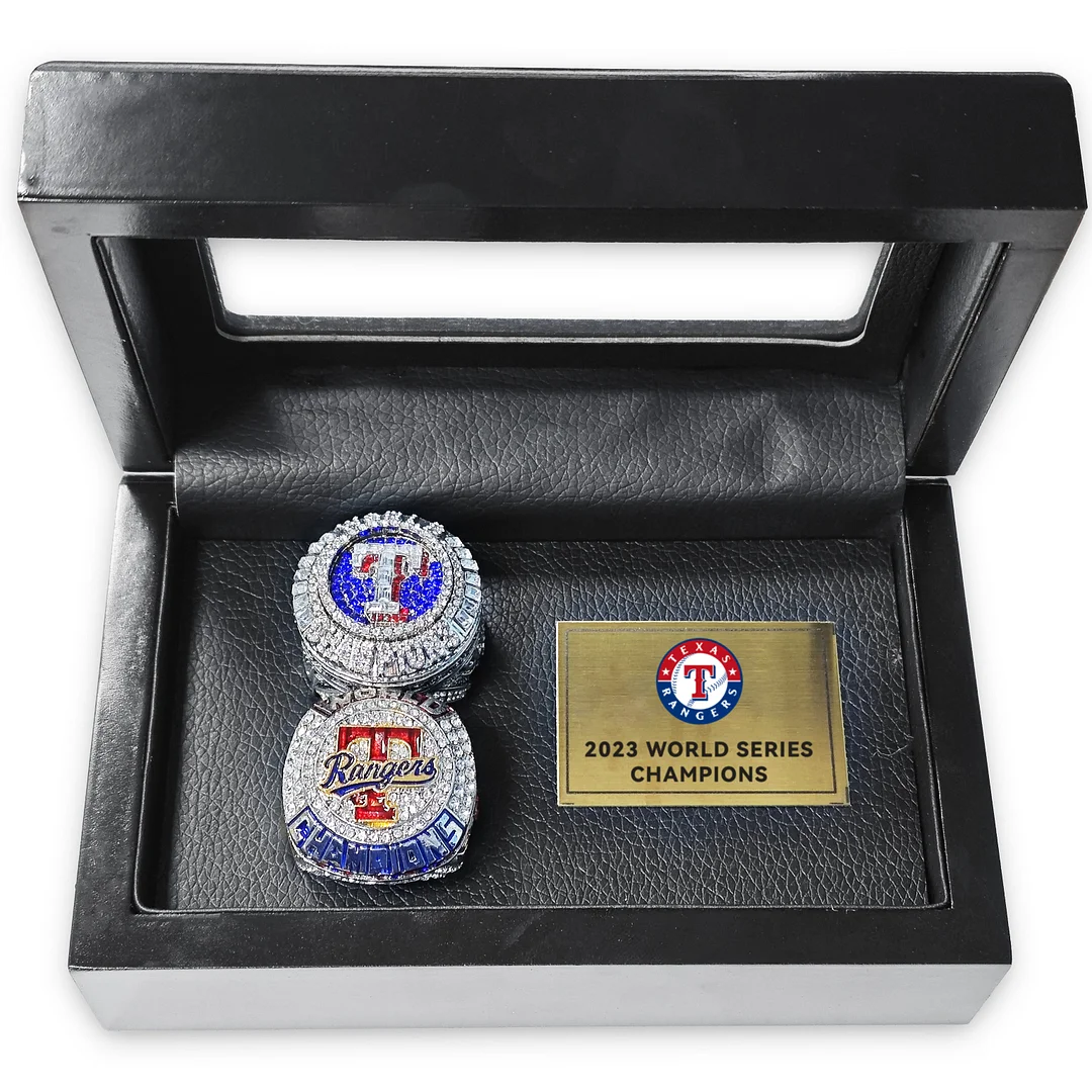 Texas Rangers 2023 MLB  World Series Fans Edition and Official Edition Championship Ring Set Box