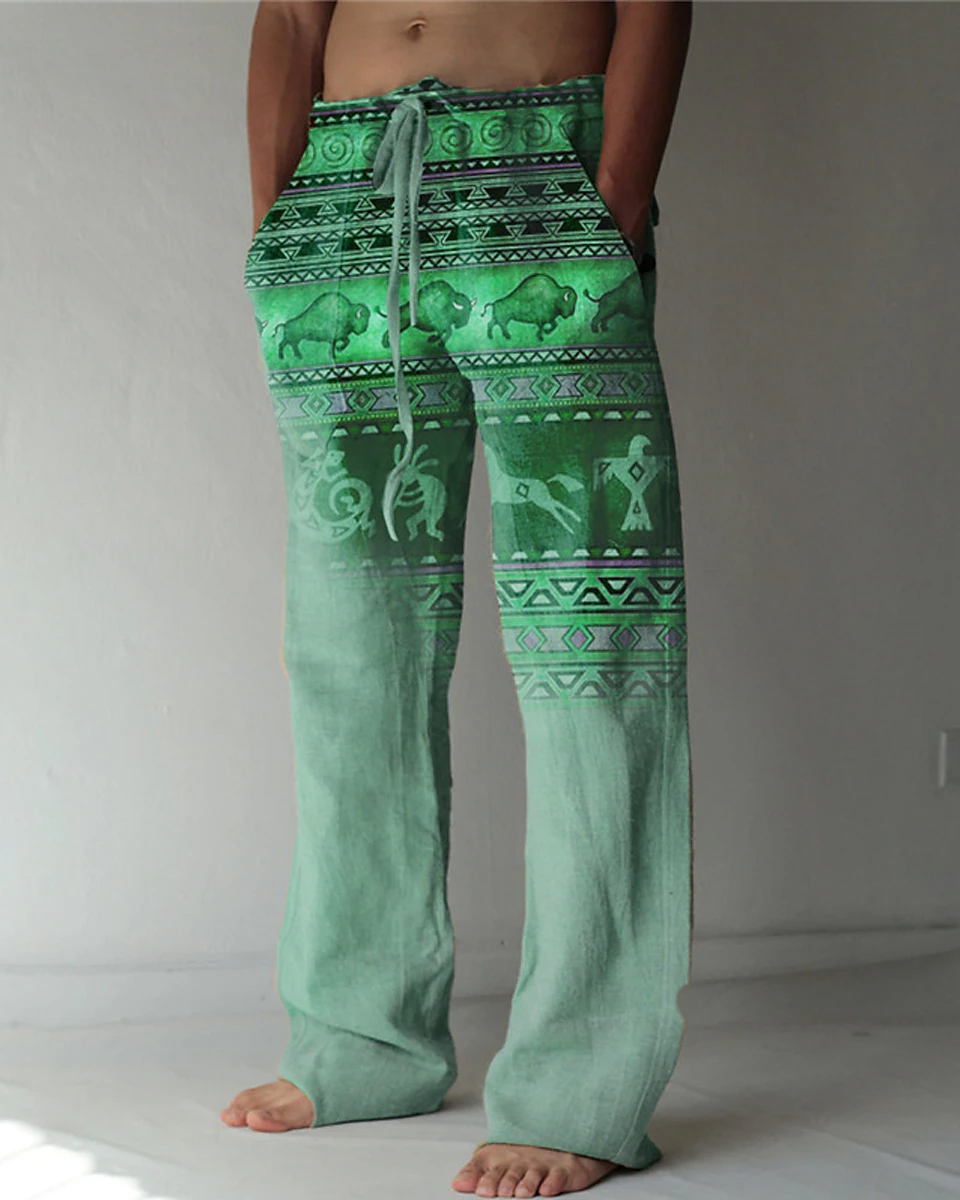 Suitmens Men's Southwest Style Cotton Linen Trousers 17